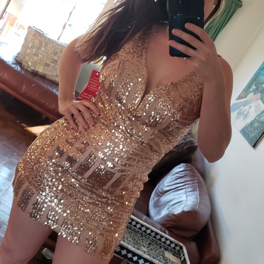NWOT Rose Gold Sequin Dress